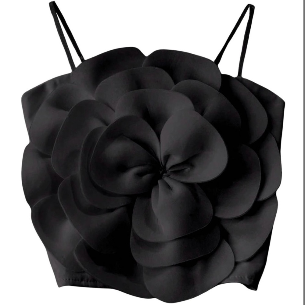 Black Floral Crop Top